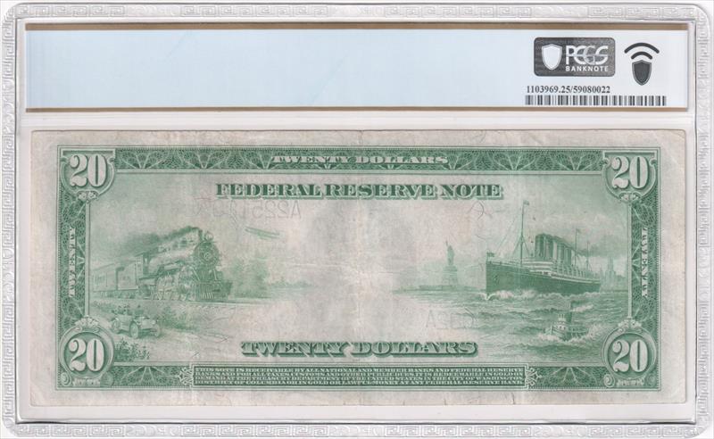 Fr. 967 1914 $20 Federal Reserve BN Boston PCGS VF25
