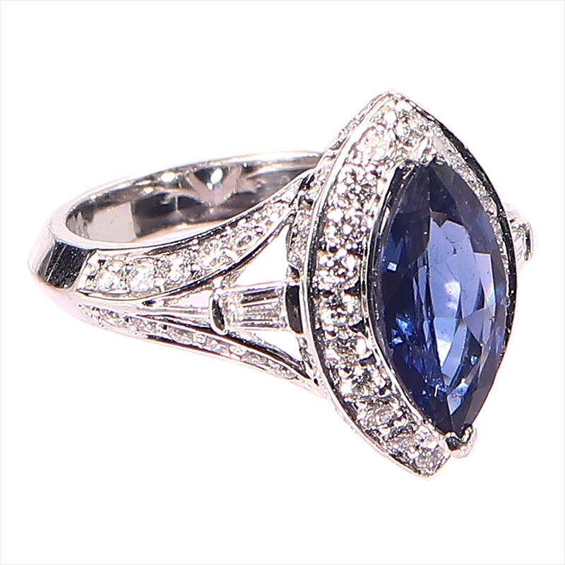 18kt White Gold Diamond (.70ctw) and Sapphire (1.88ctw) Ring - Size 4 5.4g 