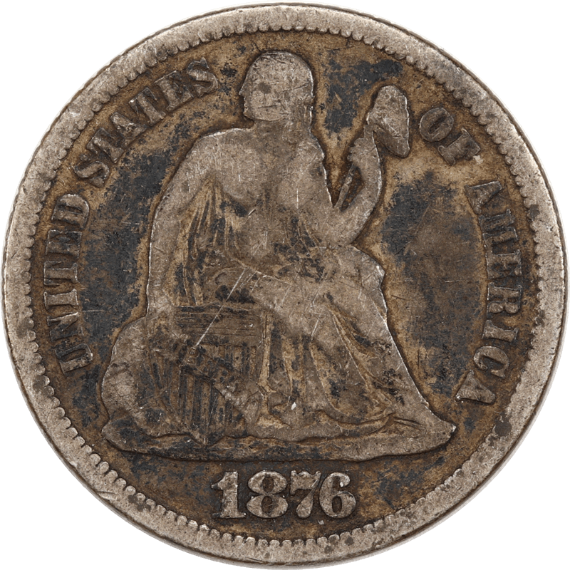 1876 Seated Liberty Dime 10c Circulated, About Good - A Nice Filler