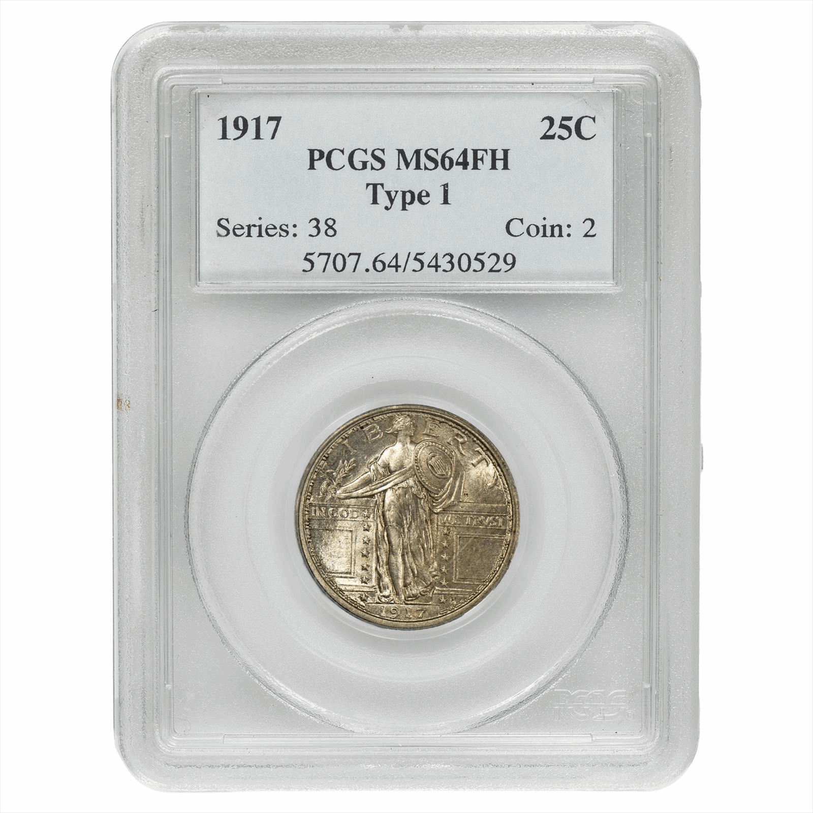 1917 Type 1 Standing Liberty Quarter 25C PCGS MS 64 FH