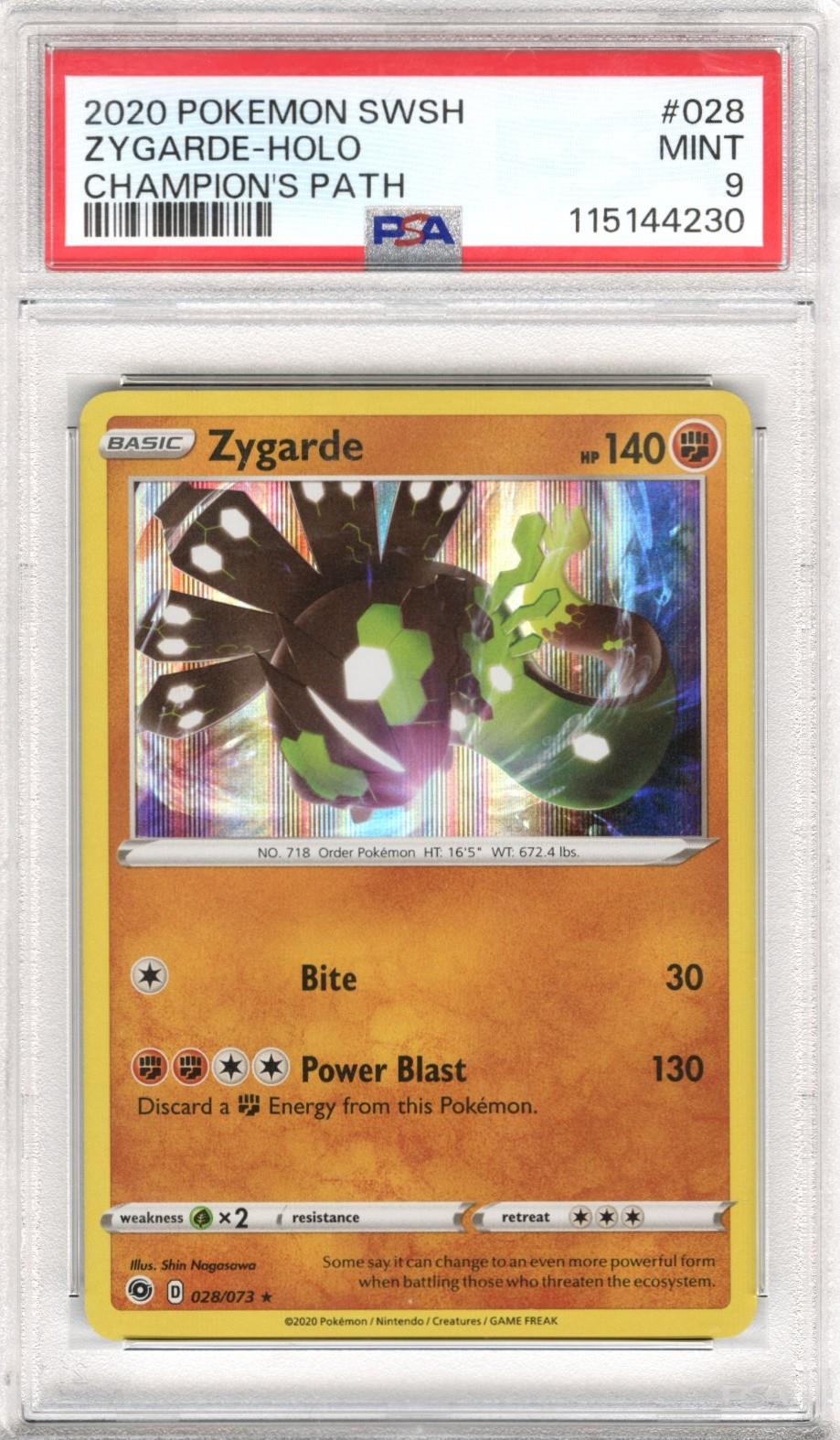 2020 Pokemon SWSH Champions Path Zygarde Holo #028 PSA Mint 9 