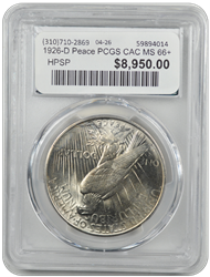 1926-D Peace PCGS CAC MS 66+