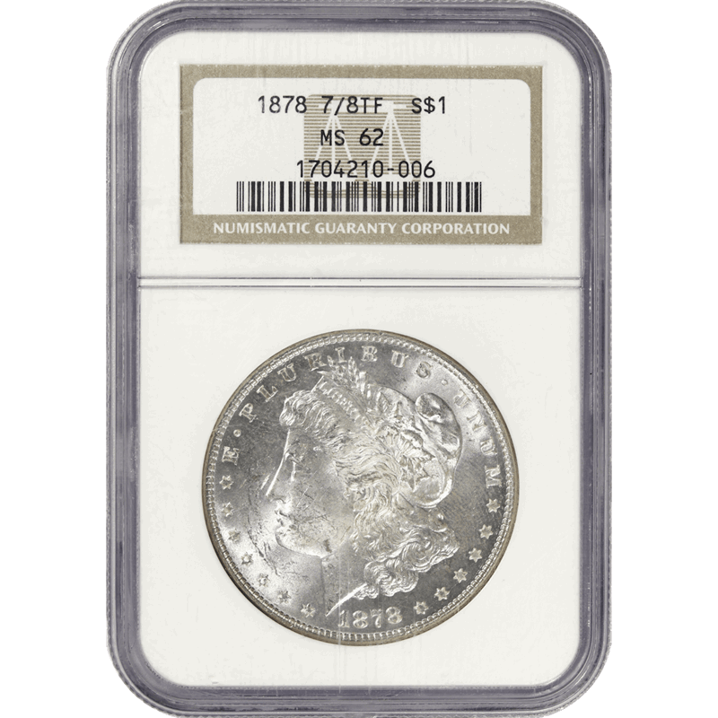 1878 $1 7/8TF STRONG Morgan Silver Dollar - NGC MS62
