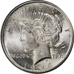 1924 $1 Peace Dollar PCGS  #3680-4 MS67+