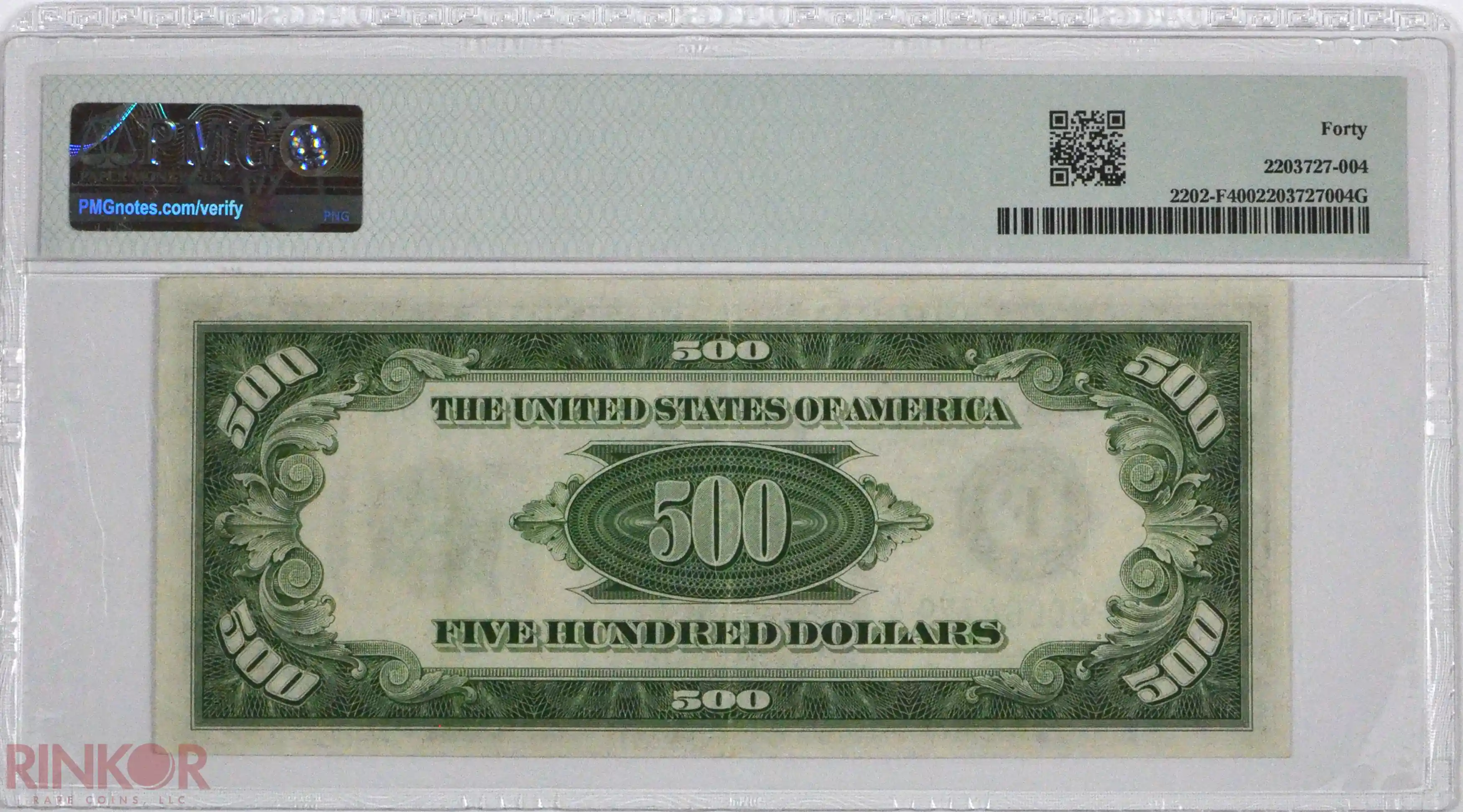 1934A $500 Fr. 2202-F Federal Reserve Note PMG XF-40