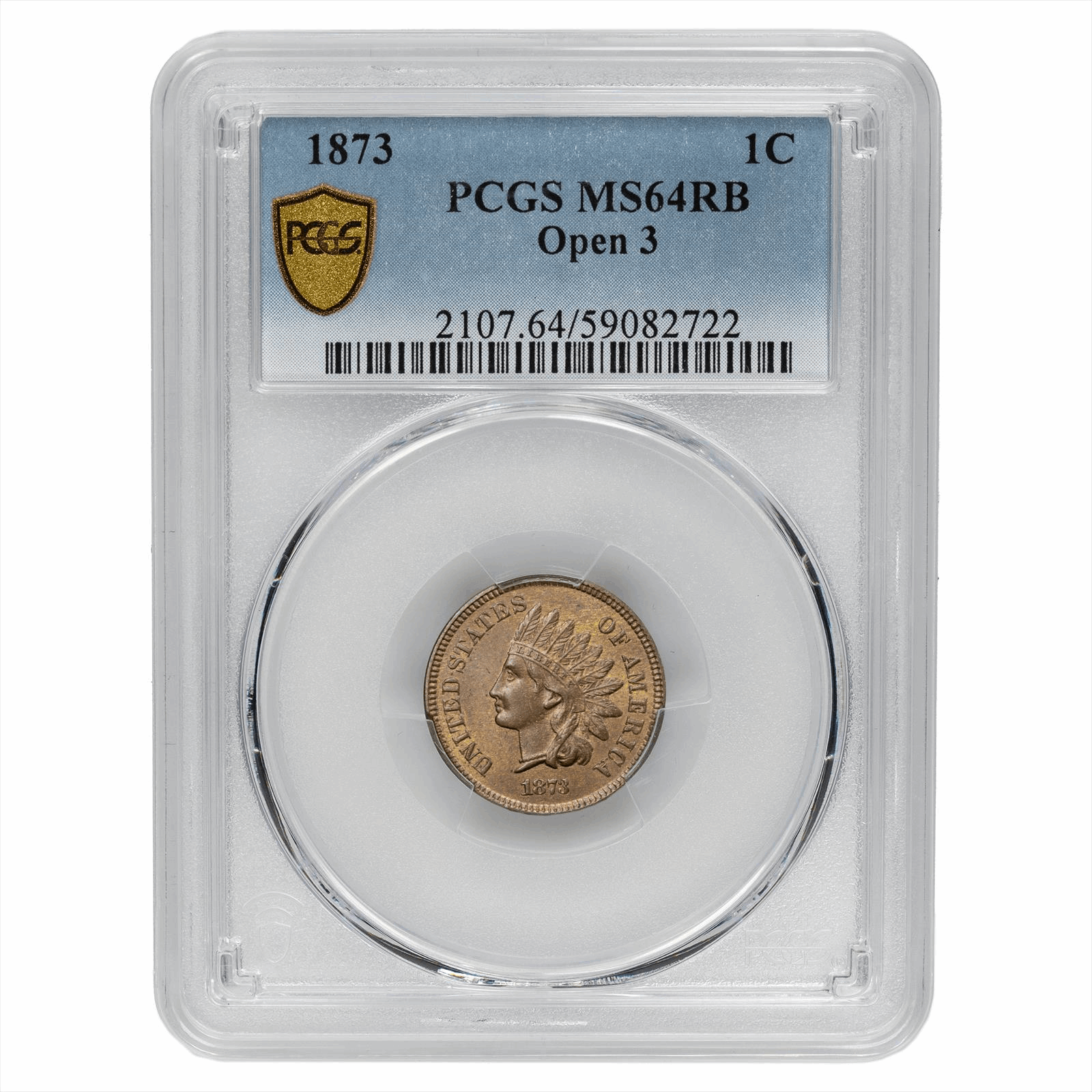 1873 Indian Head Small Cent 1C Open 3 PCGS MS 64 RB
