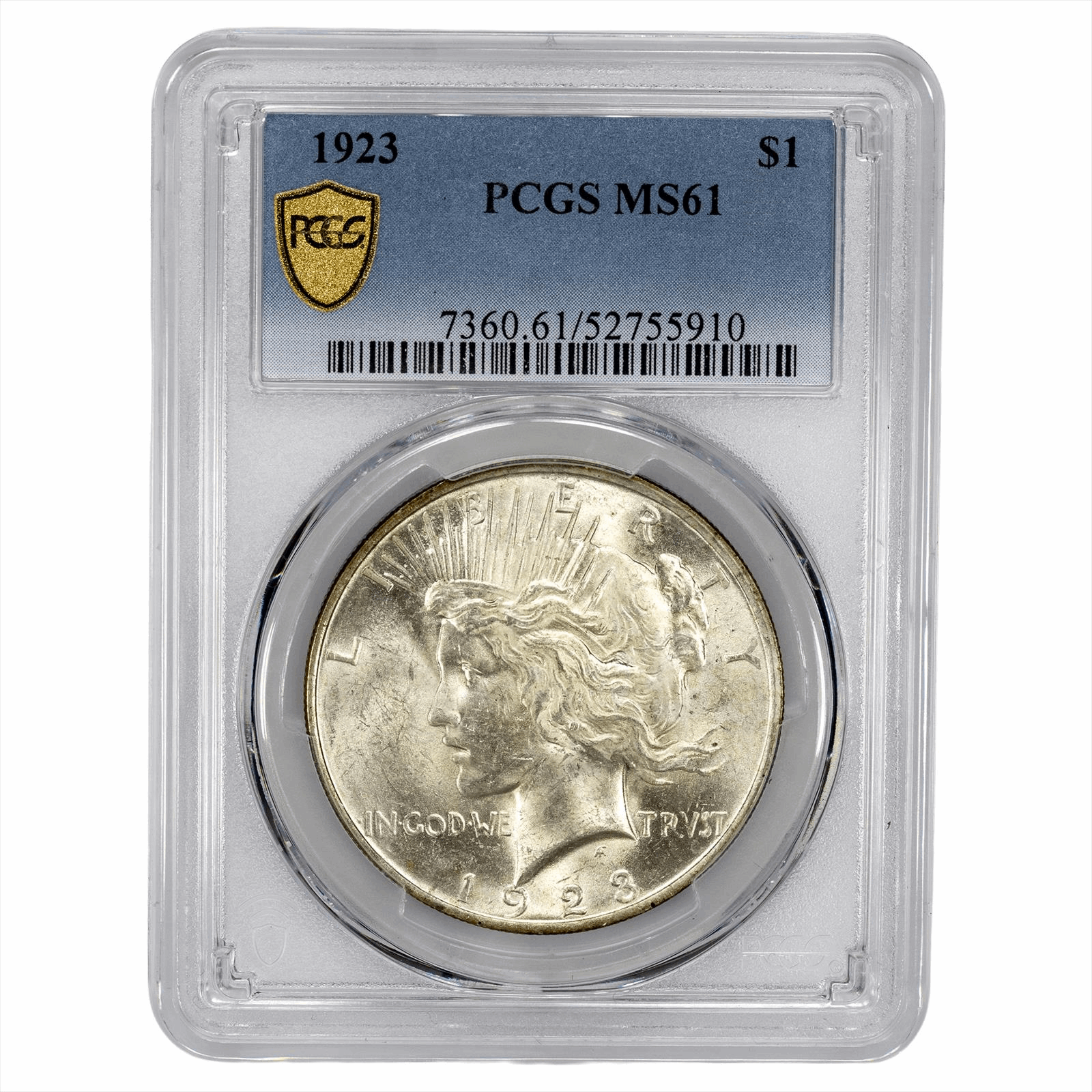 1923 Silver Peace Dollar $1 PCGS MS 61