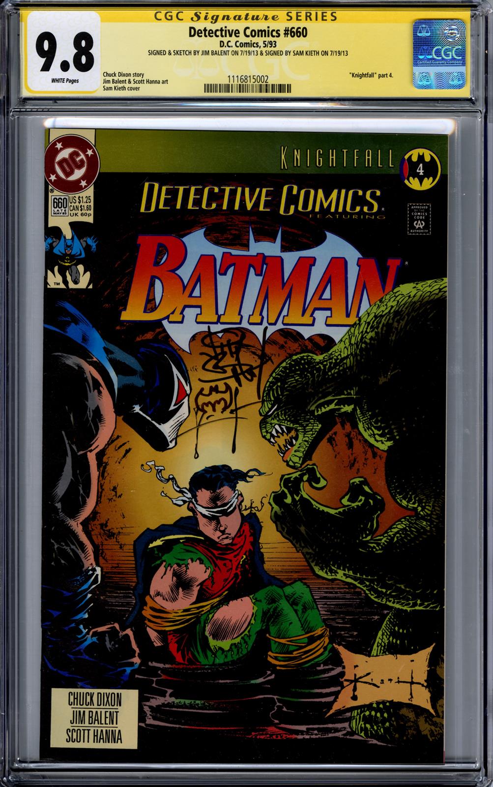 Detective Comics #660 CGC Signature Series 9.8 (D.C., 1993) Signed by Jim Balent & Sam Kieth 