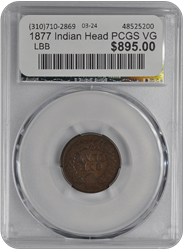 1877 Indian Head PCGS VG