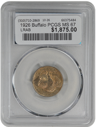 1926 Buffalo PCGS MS 67
