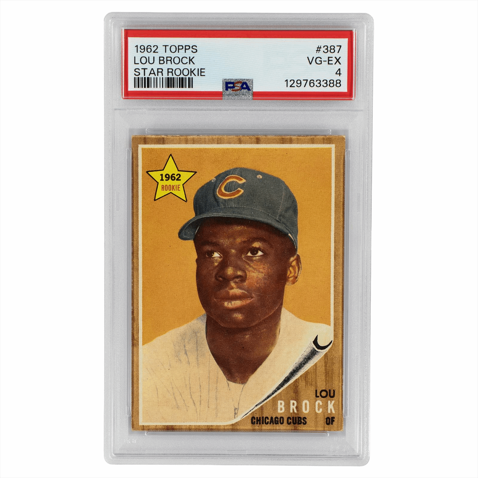 1962 Topps Lou Brock Star Rookie #387 PSA VG EX 4 Cert #129763388