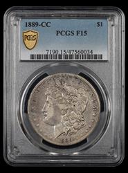 1889-CC $1 PCGS F-15
