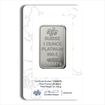 1 oz Platinum Bar - PAMP Fortuna (Carded)  other side