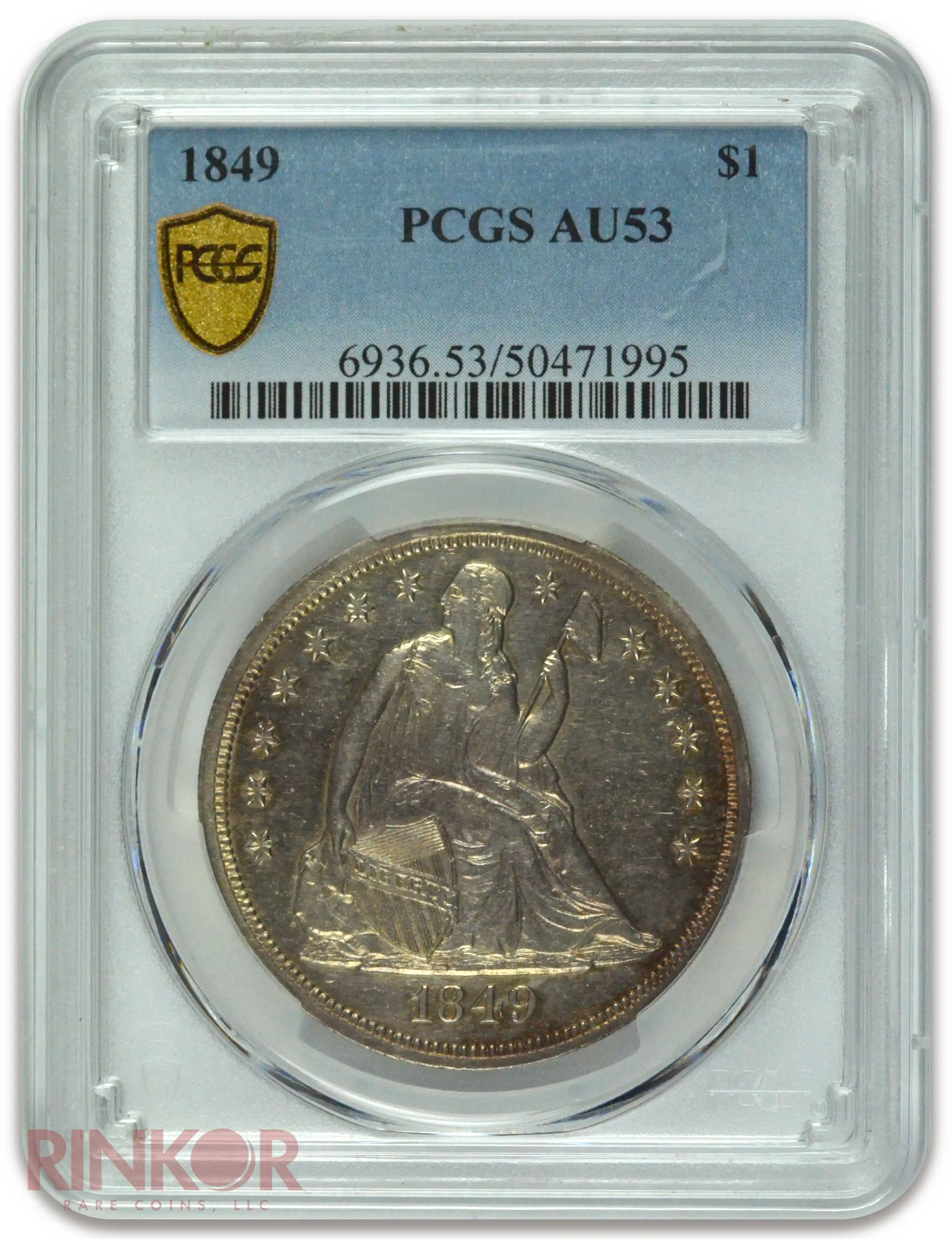 1849 $1 Seated Dollar PCGS AU-53