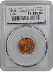 1925-D LINCOLN PCGS RD 65+