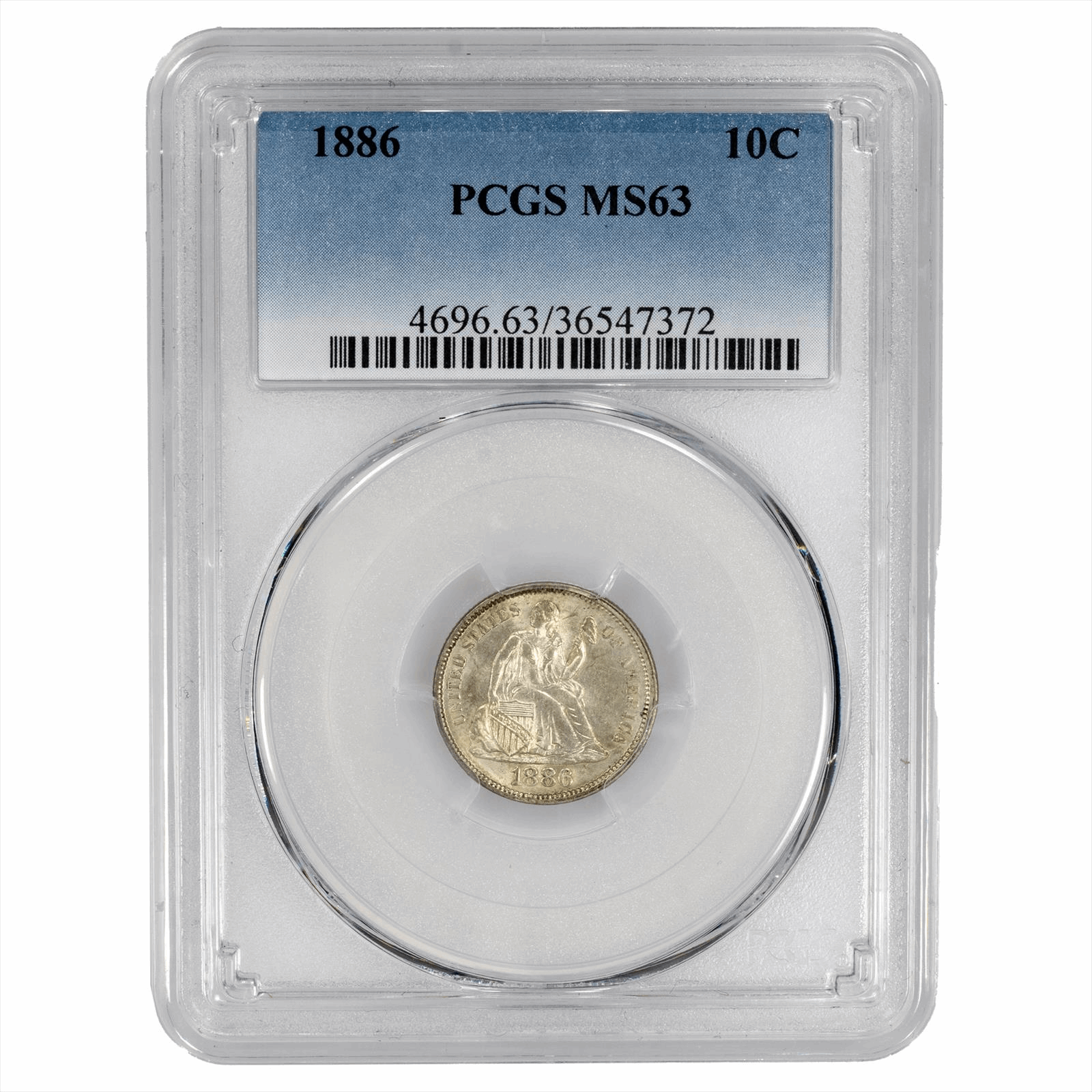 1886 Seated Liberty Dime 10C PCGS MS 63