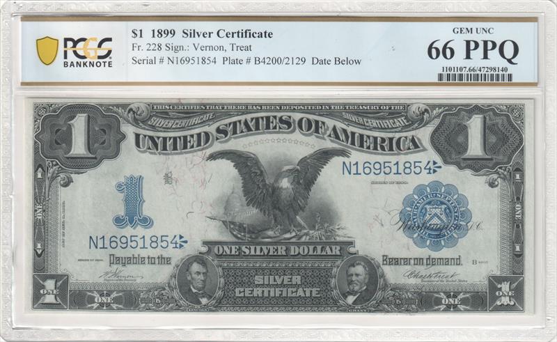 Fr. 228 1899 $1 Black Eagle Silver Certificate PCGS Gem UNC 66 PPQ 