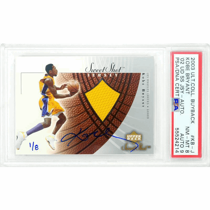 2003 Ult. Col. Buyback /8 KOBE BRYANT Game-Used Jersey Patch AUTO Card - PSA 8