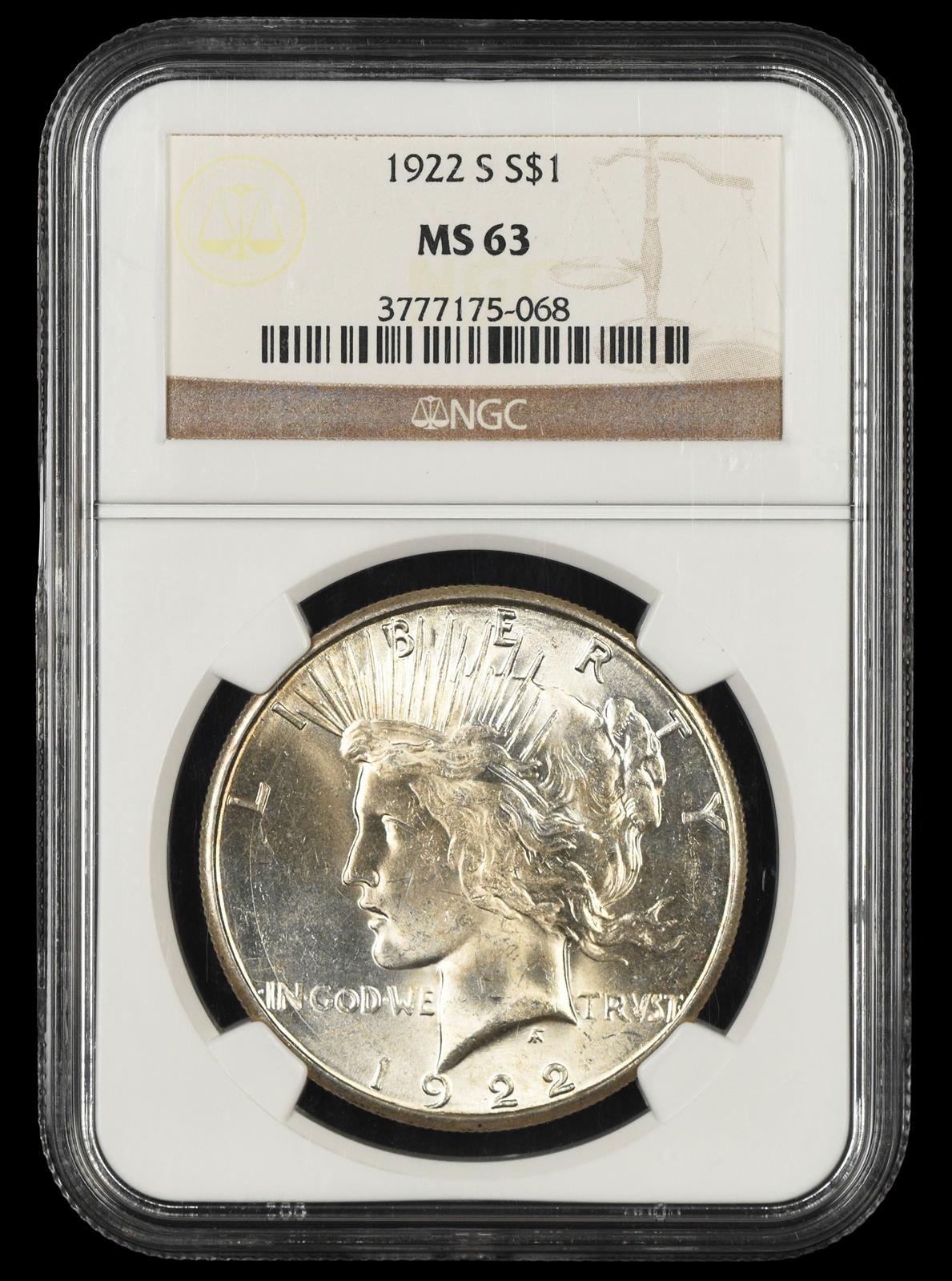 1922 S $1 NGC MS63