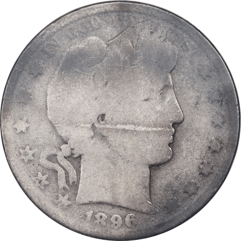 1896-O Barber Half Dollar 50c Raw Ungraded Coin Circulated, Good