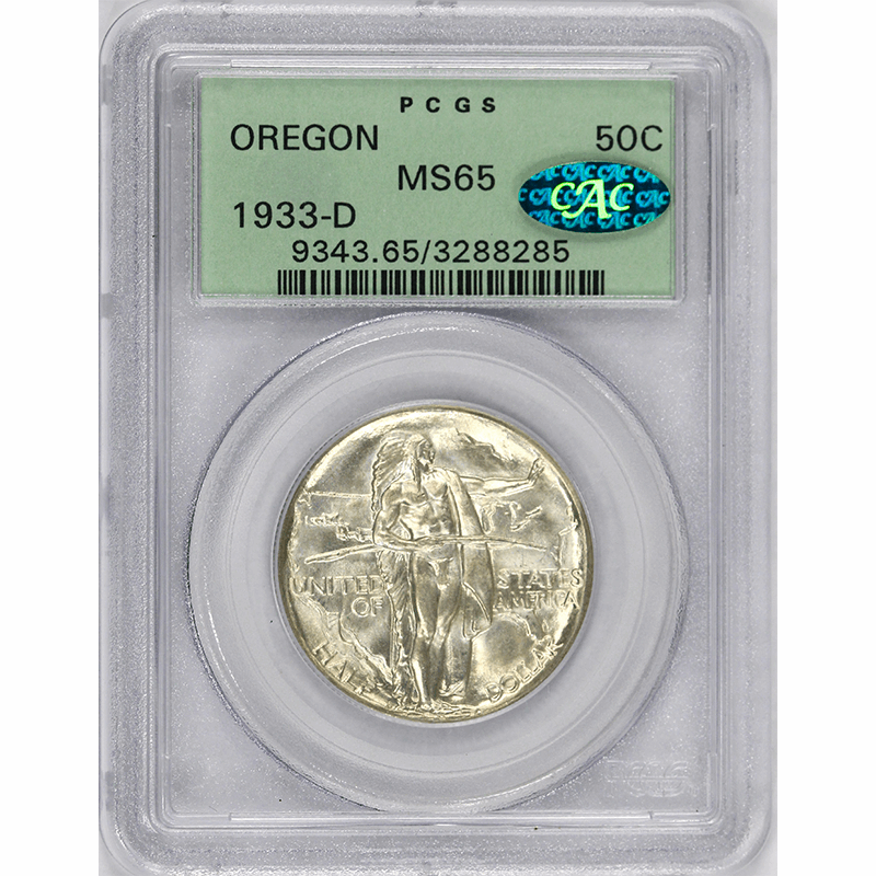 1933-D 50c Oregon Classic Commemorative - PCGS MS65 CAC - OGH - Old Green Holder