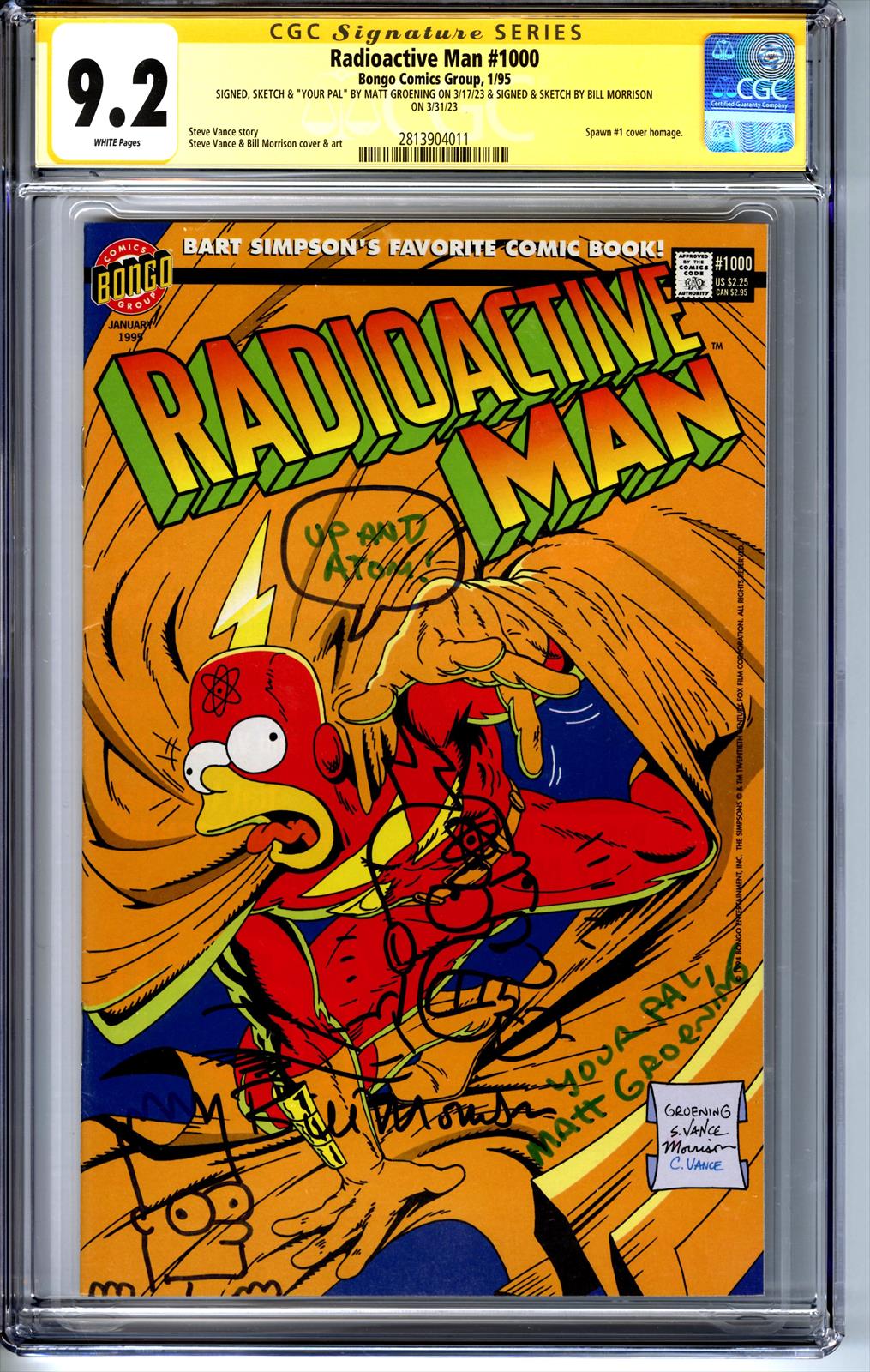Radioactive Man #1000 CGC 9.2 Sig Series Signed by Matt Groening & Bill Morrison 
