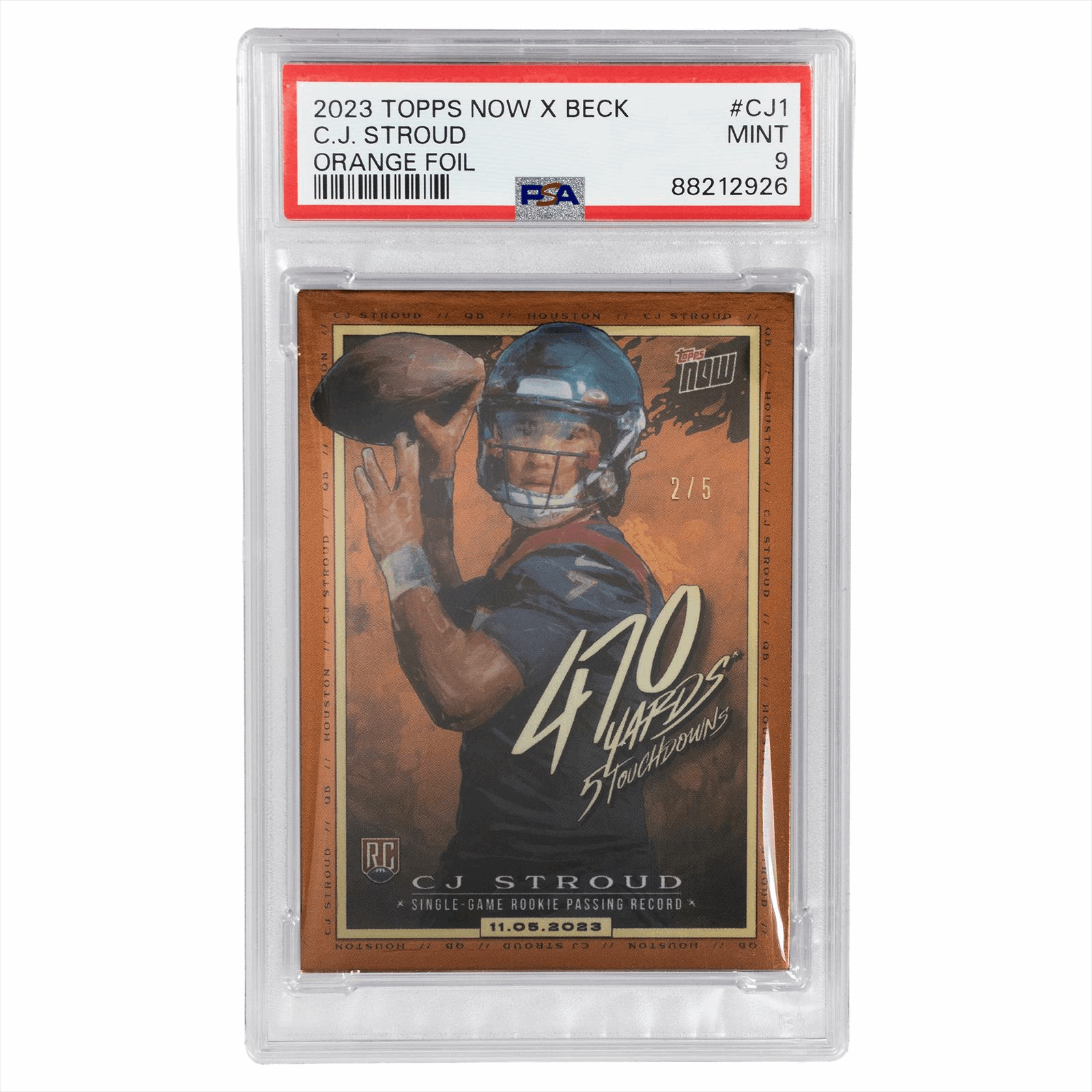 2023 Topps Now X Beck CJ Stroud Orange Foil #CJ1 PSA  MINT 9 Cert #88212926
