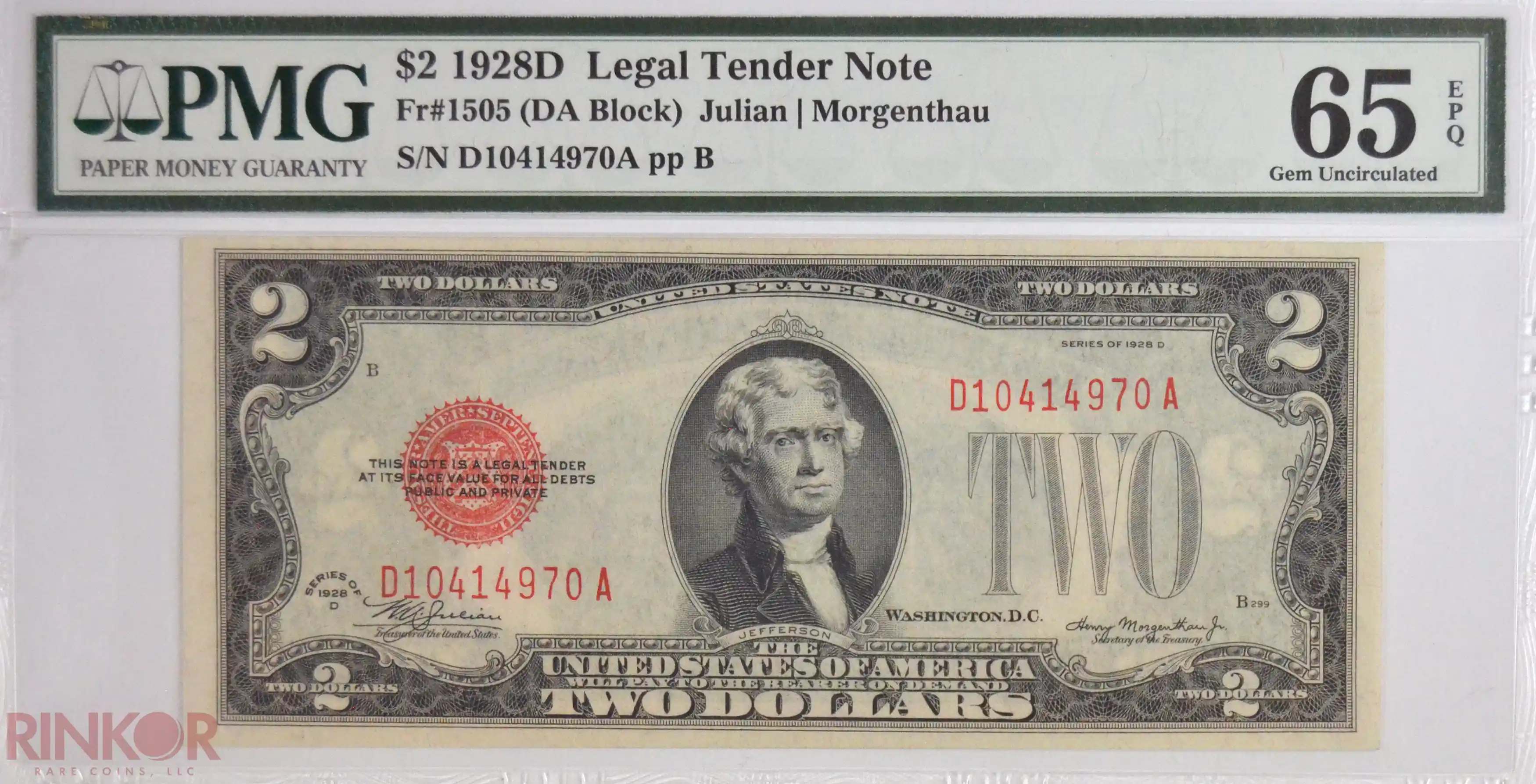 1928D $2 Fr. 1505 Legal Tender PMG CU 65 EPQ