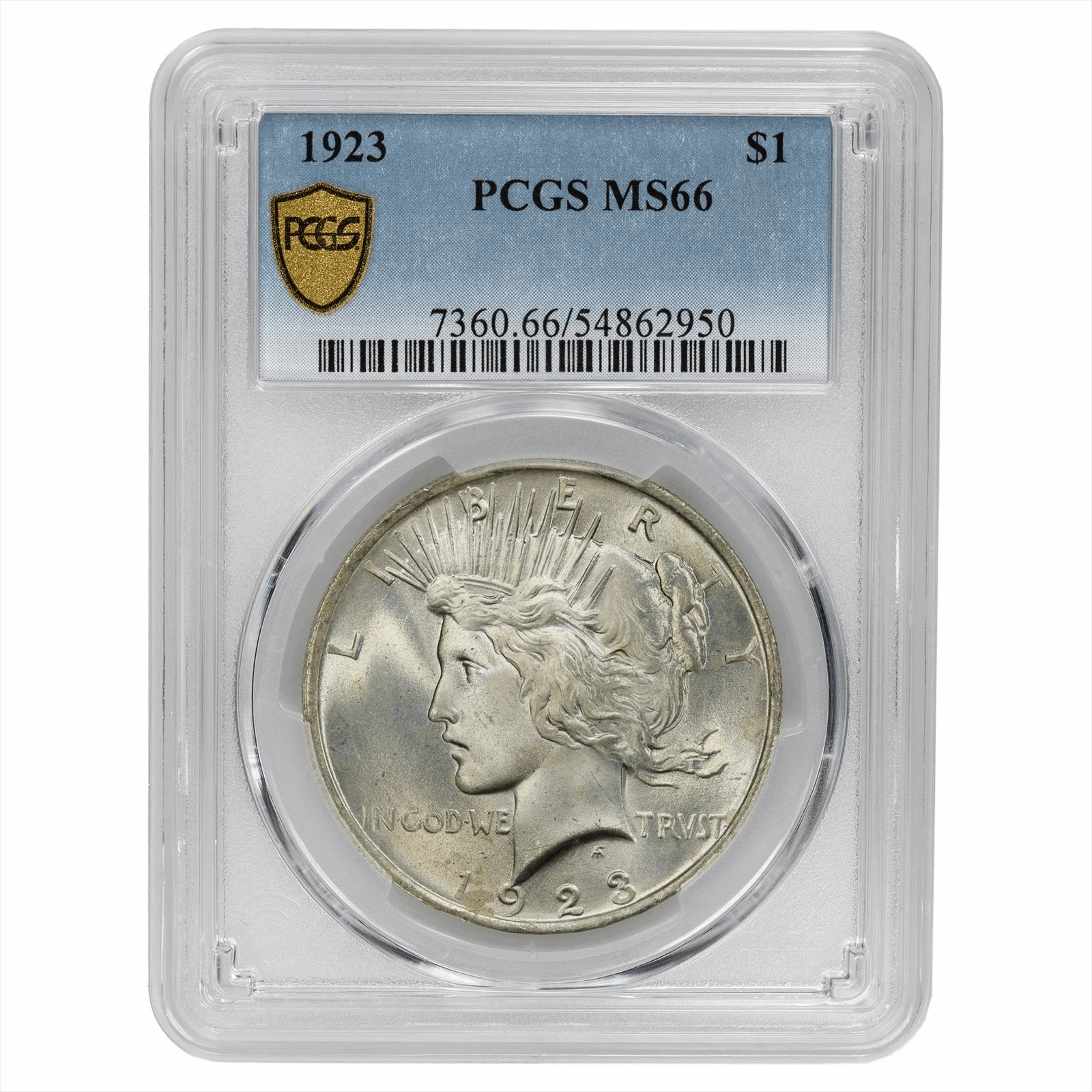 1923 $1 Silver Peace Dollar PCGS MS 66