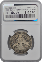 1909 Barber Half Dollar NGC G-Detail