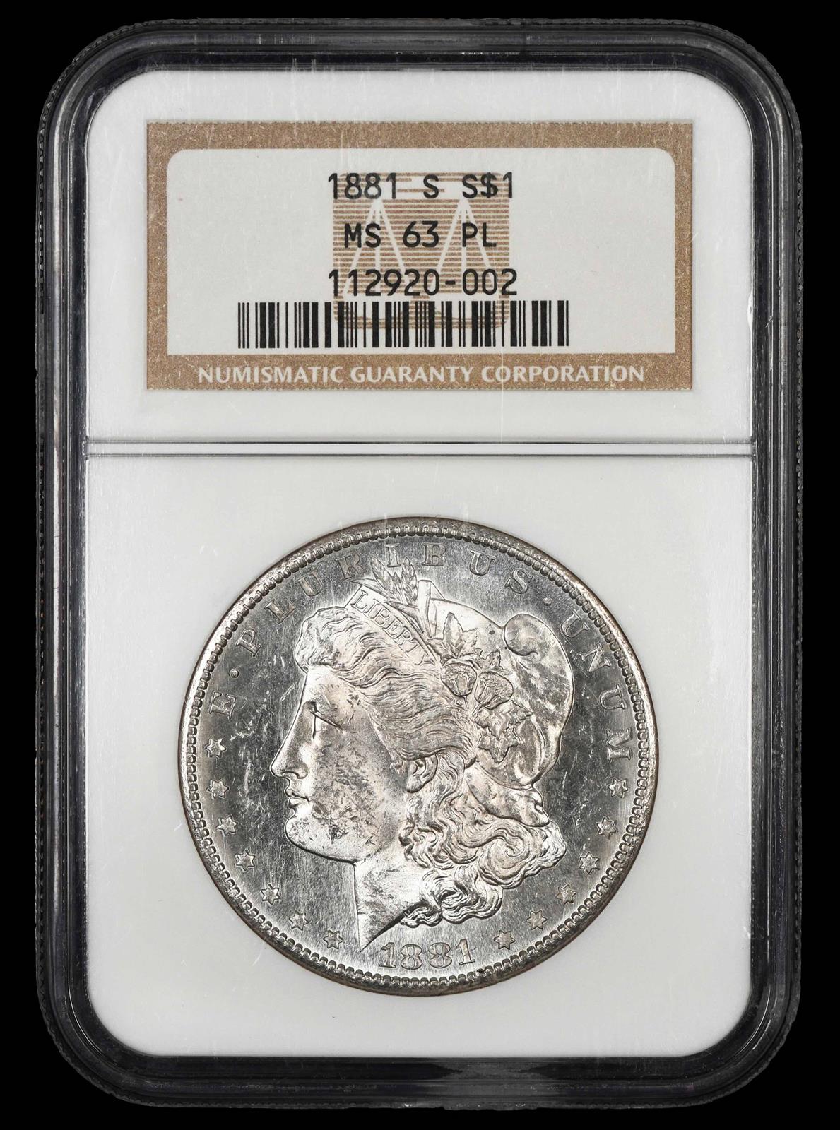 1881 S $1 NGC MS 63PL
