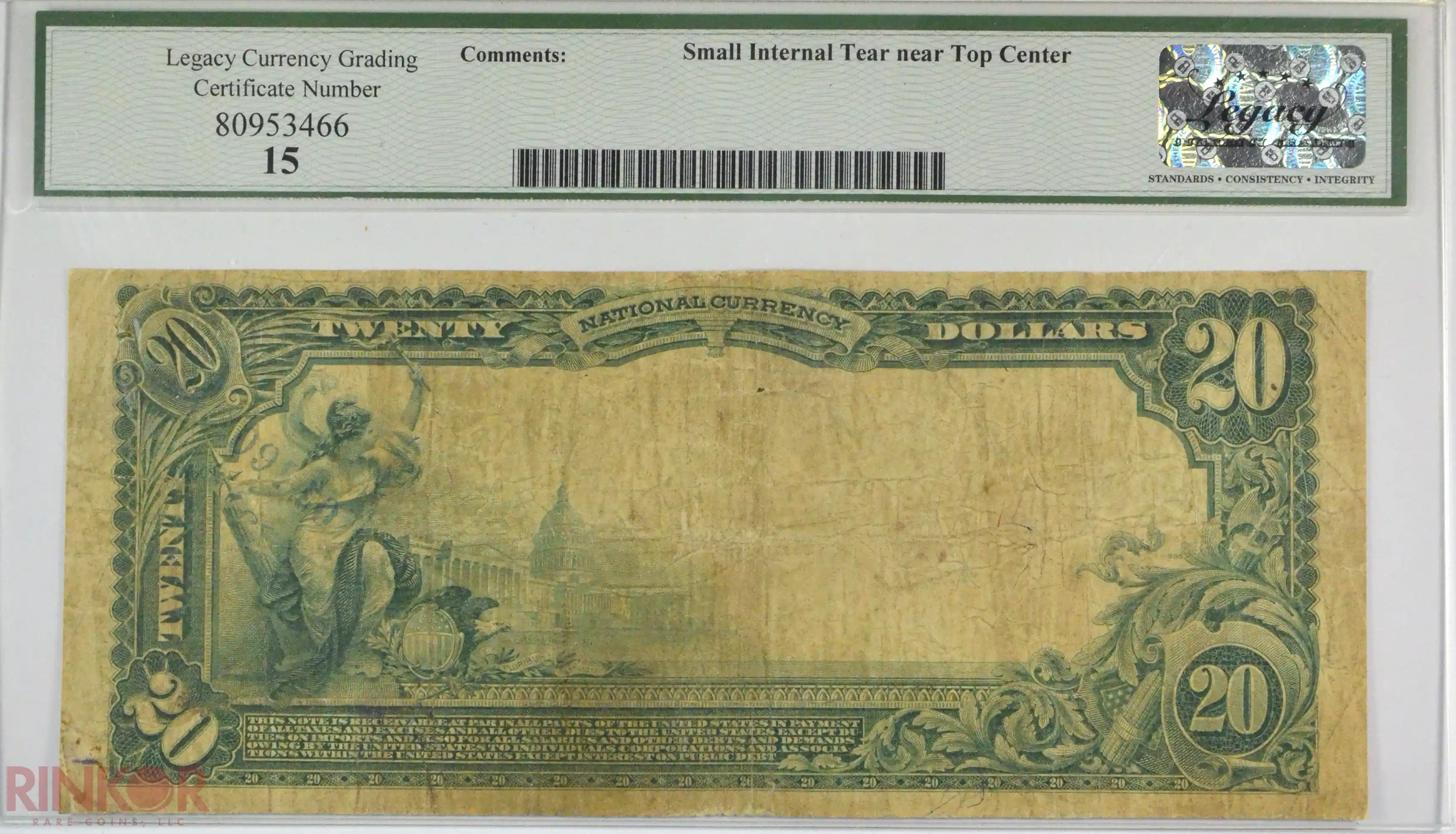 1902 Plain Back $20 Fr. 645 Charter #9918 LCG F-15