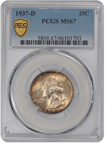 1937-D 25C Washington Quarter PCGS  #3601-15 MS67