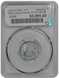 1943 Lincoln Wheat PCGS MS 68 