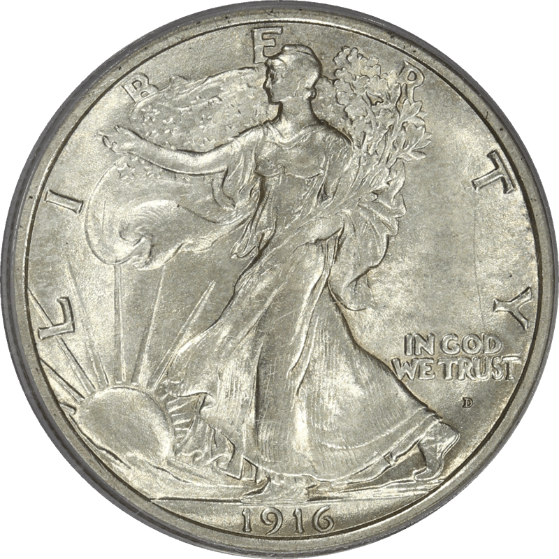 1916-D Walking Liberty Walking Liberty Half 50c, PCGS MS 63  - Lustrous 
