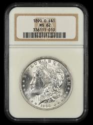 1890 O $1 NGC MS 62