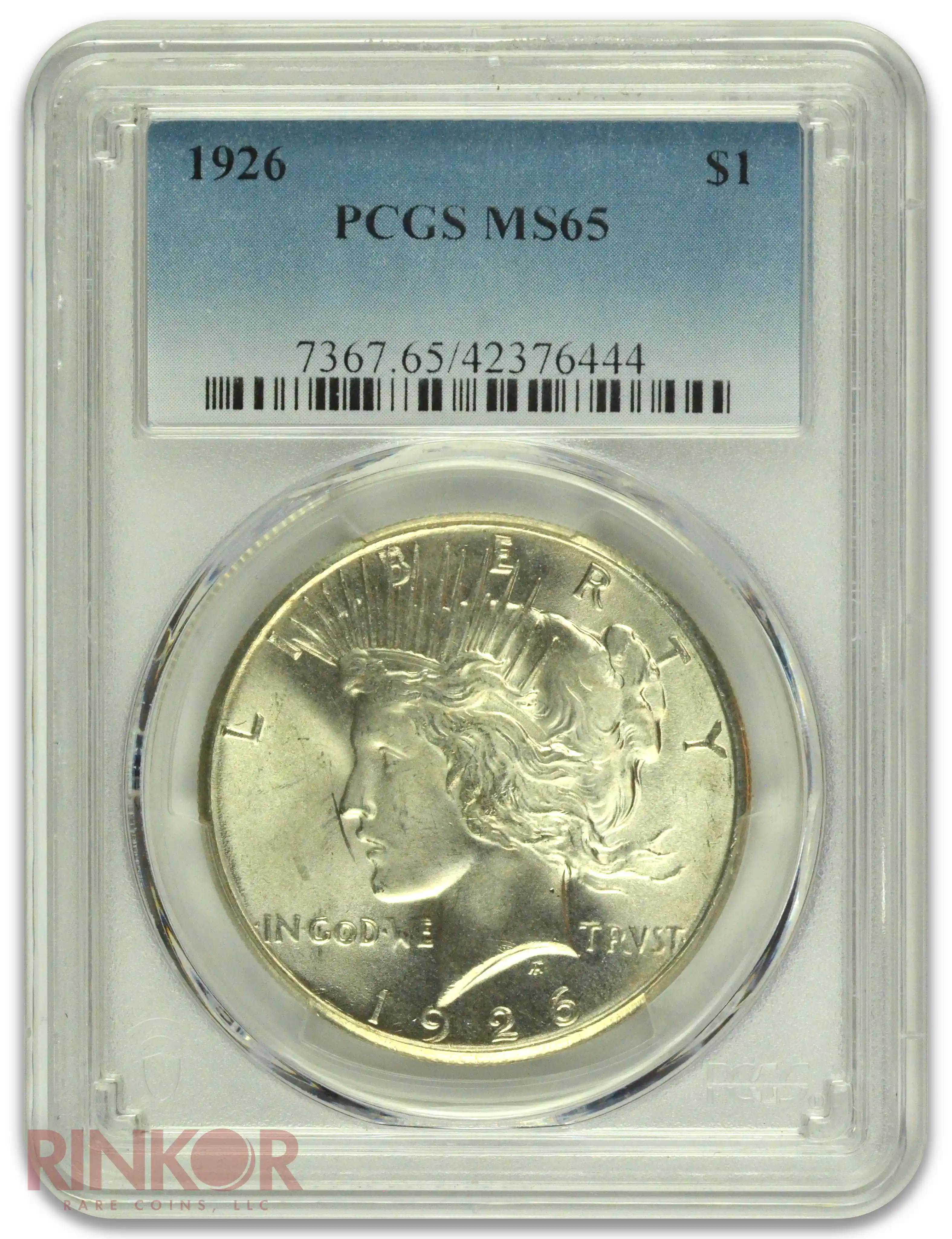 1926 $1 Peace Dollar PCGS MS 65