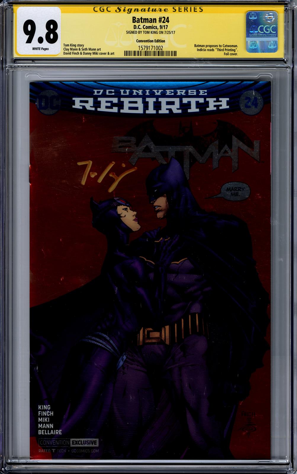 Batman #24 CGC Signature Series 9.8 D.C., 2017) Signed by Tom King 