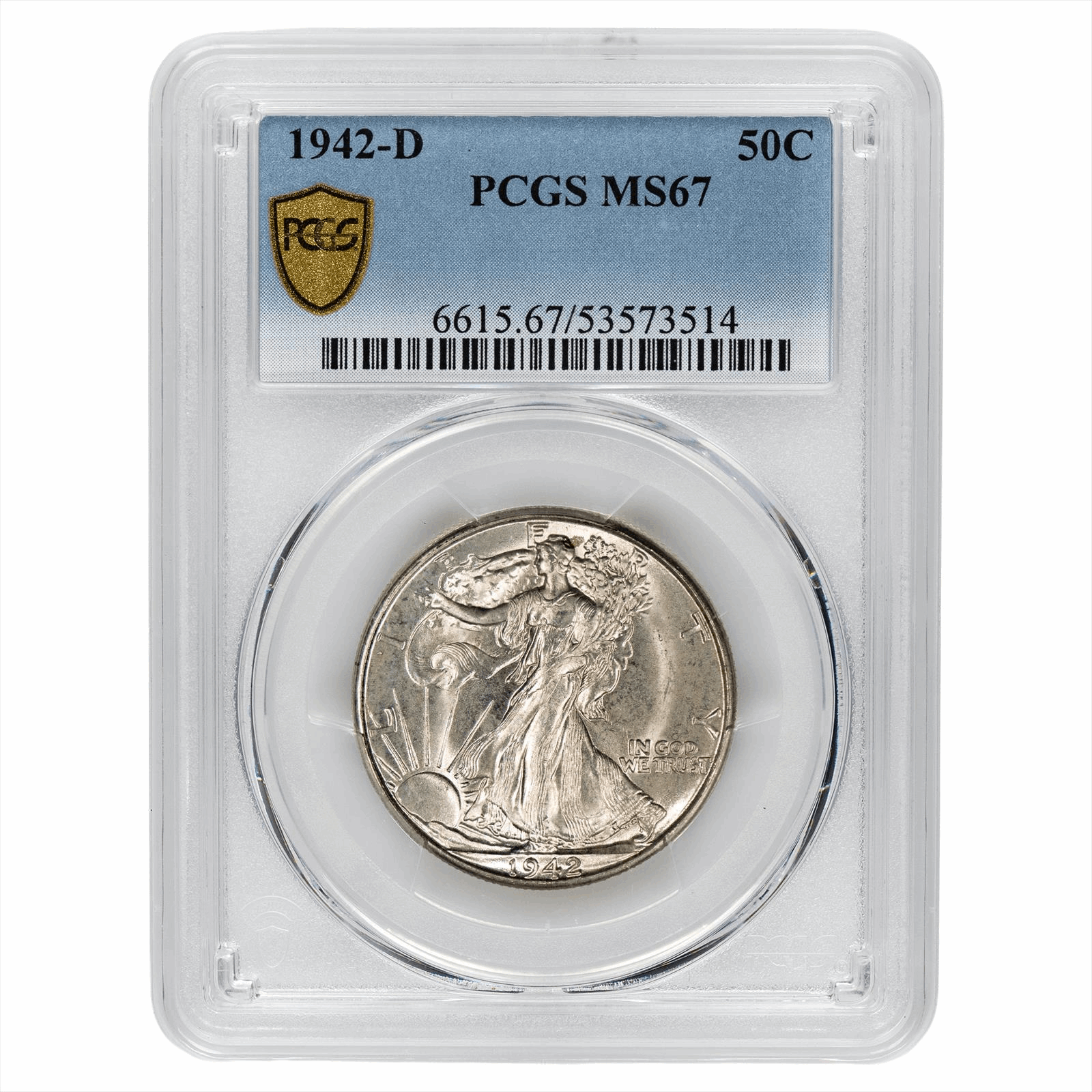 1942-D Walking Liberty Half Dollar 50C PCGS MS 67