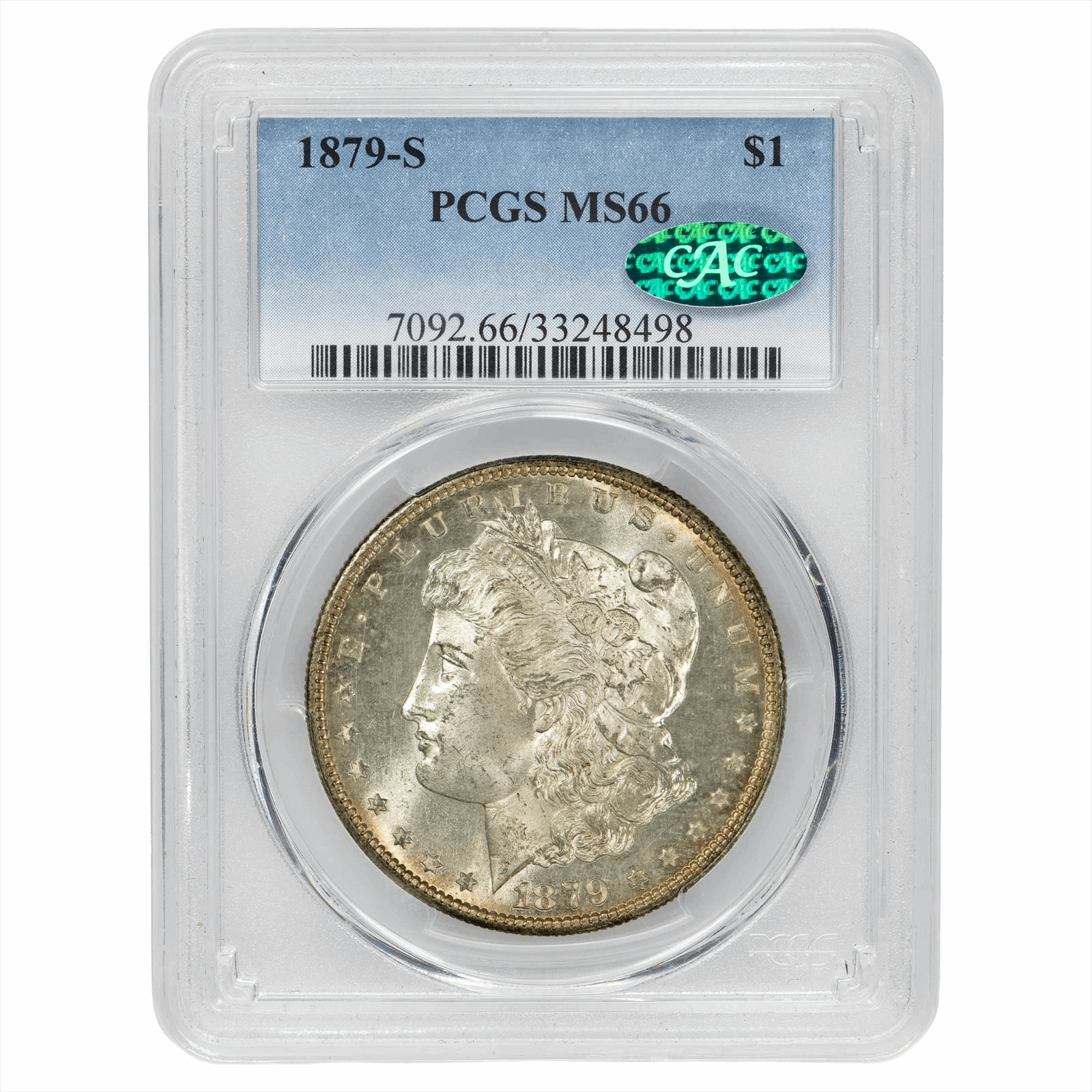 1879-S Morgan Silver Dollar $1 PCGS MS 66 CAC