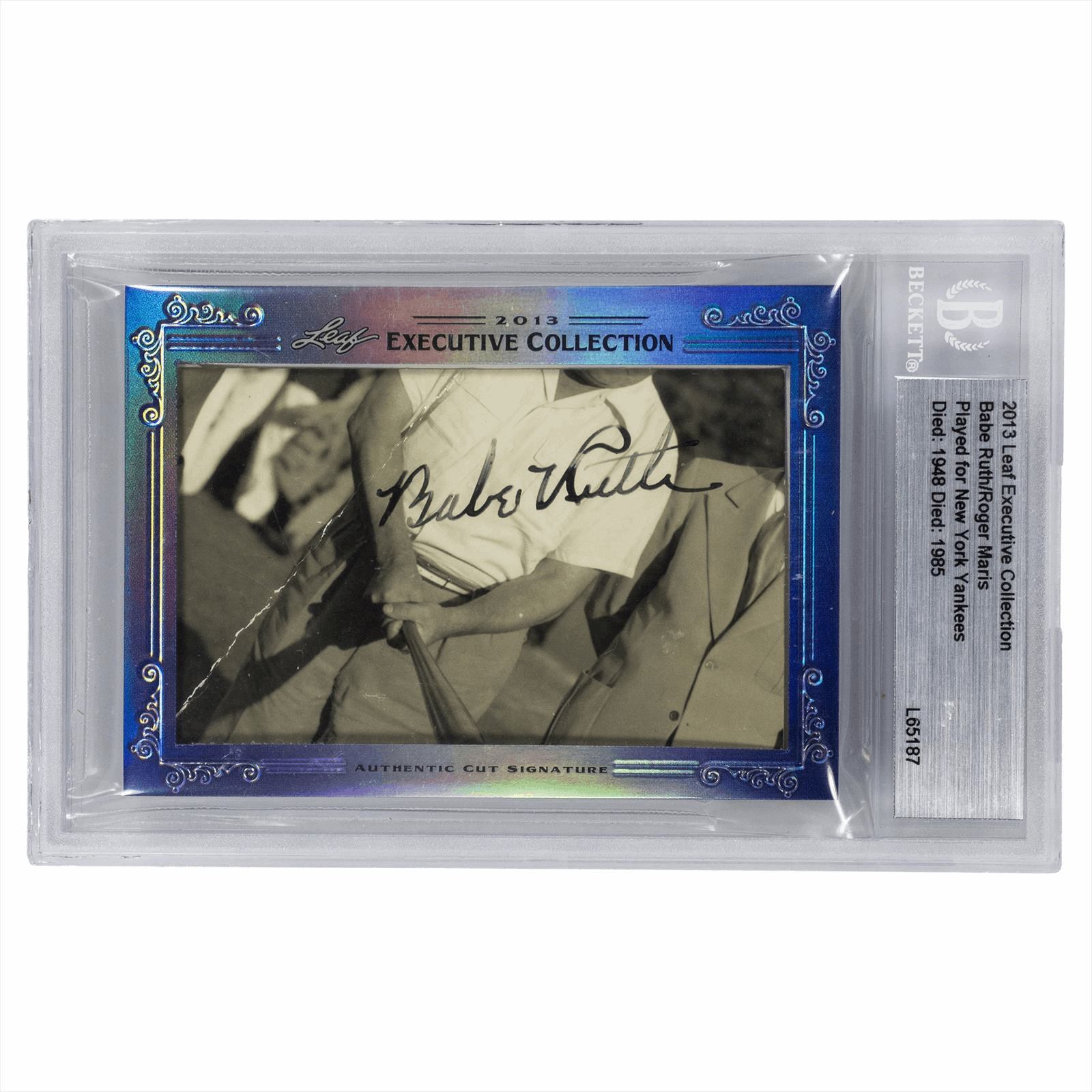 2013 Leaf Executive Collection Babe Ruth/Roger Maris Signature Card Beckett Encapsulated 