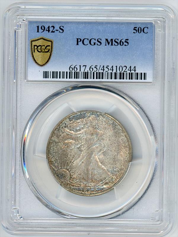 1942-S Walking Liberty Half Dollar 50c, PCGS MS-65 