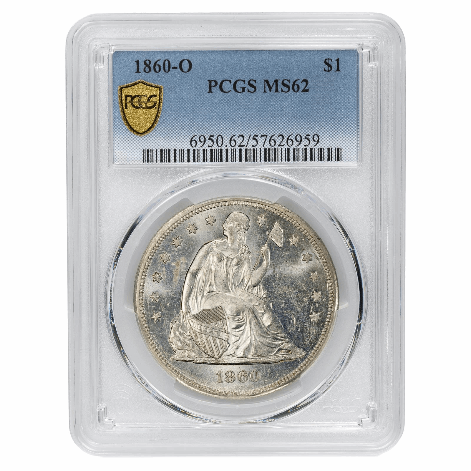 1860-O Seated Liberty Dollar $1 PCGS MS 62