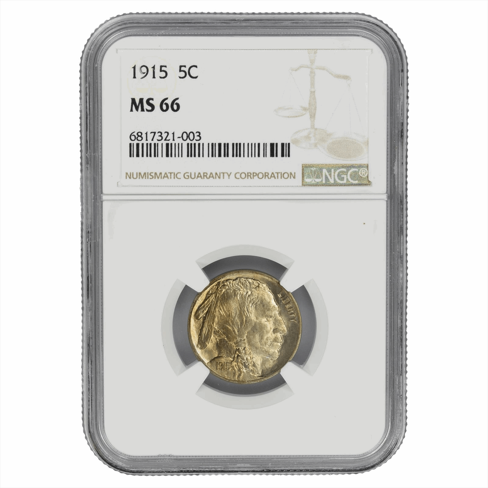 1915 Buffalo Nickel 5C NGC MS 66