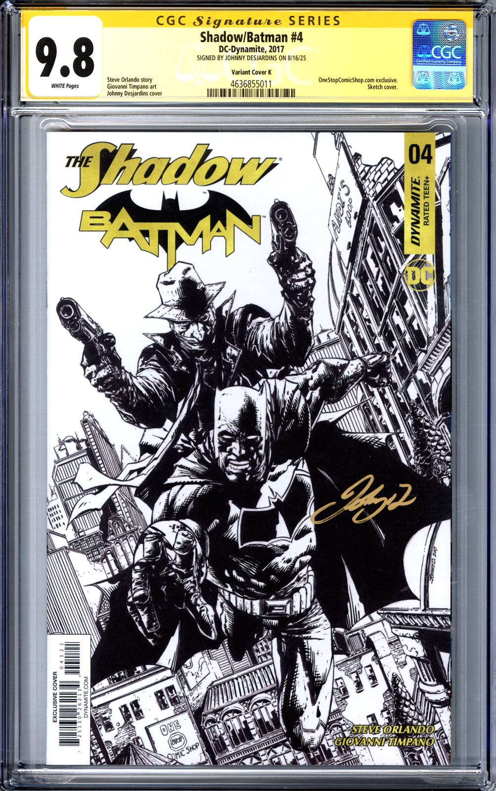 Shadow/Batman #4 DC-Dynamite 2017 Signed by Johnny Desjardins CGC 9.8