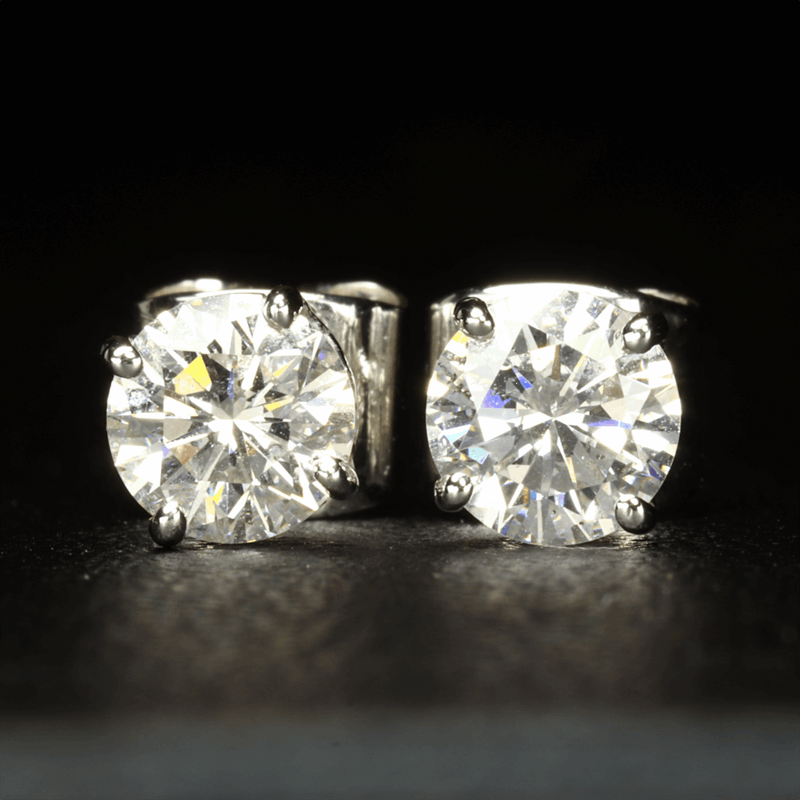 18k White Gold Round Diamond Studs Approx. 1.13ctw, H/I Color-SI Clarity 