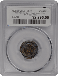 1901 1C Indian Cent - Type 3 Bronze PCGS BN #3426-8 PR66