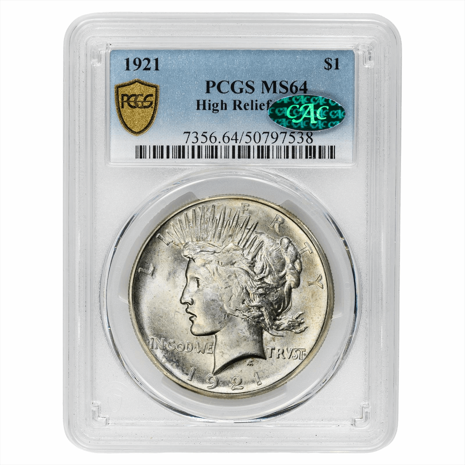 1921 High Relief Peace Dollar $1 PCGS MS 64 