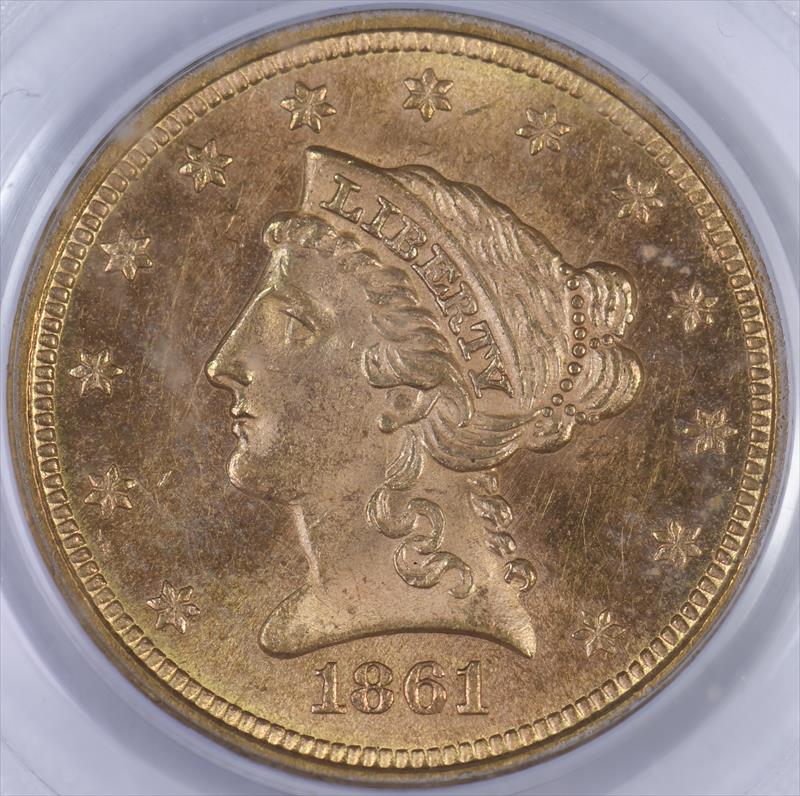 1861 $2.50 New Reverse PCGS Gold CAC MS63 