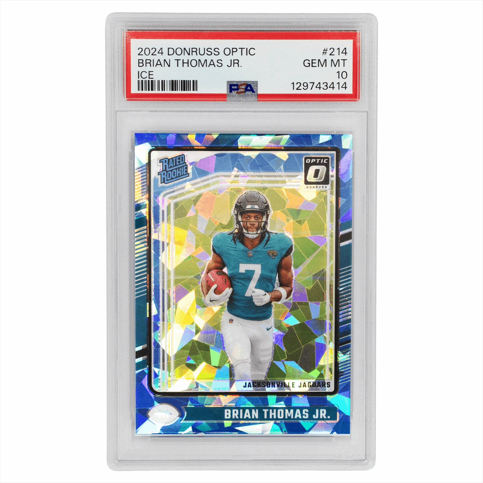 2024 Donruss Optic Brian Thomas Jr. Ice #214 PSA GEM MT 10